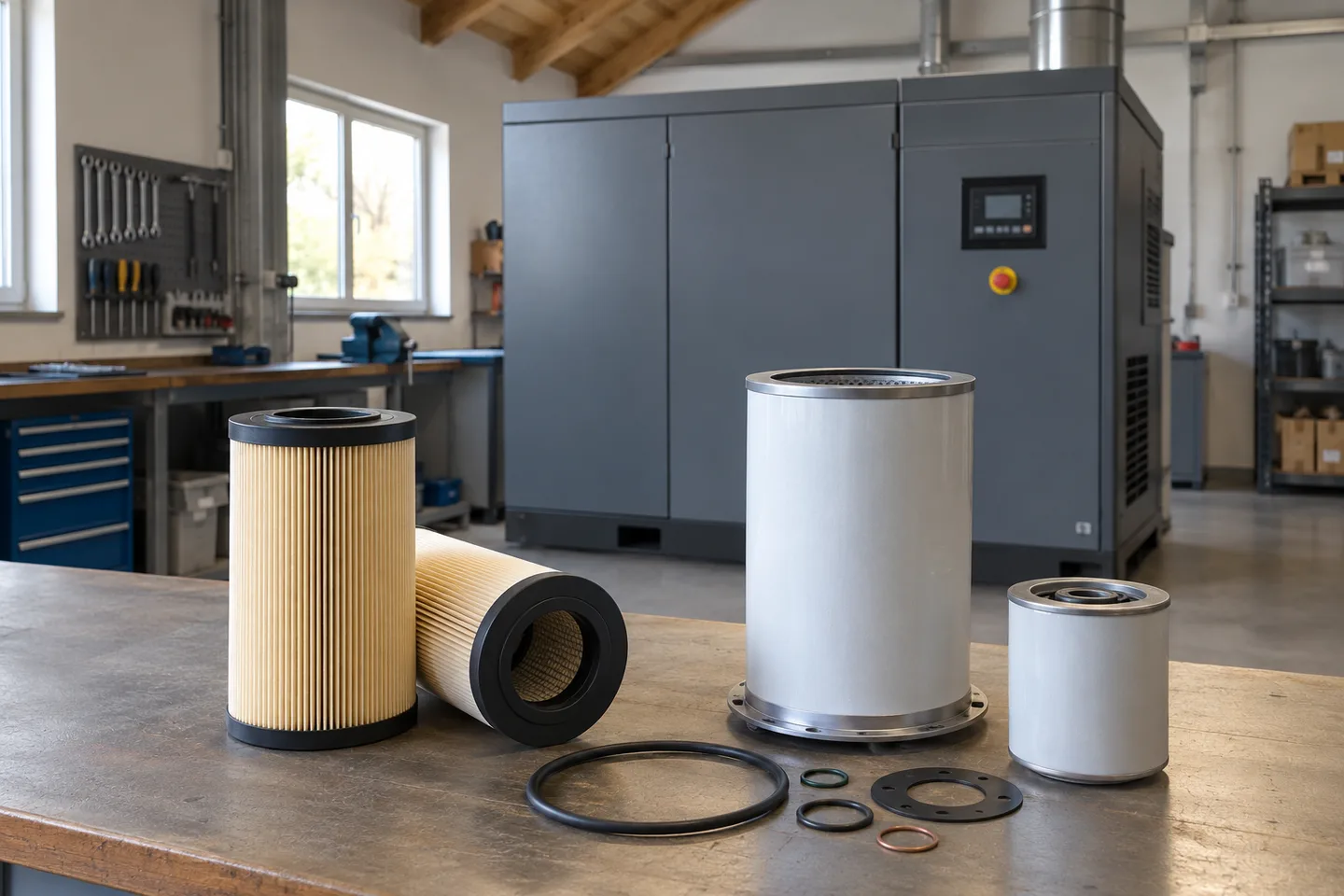 Air compressor equipment for planned servicing